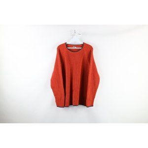 Vintage 90s Guess Jeans Mens Large Faded Heavyweight Ribbed Knit Sweater Orange